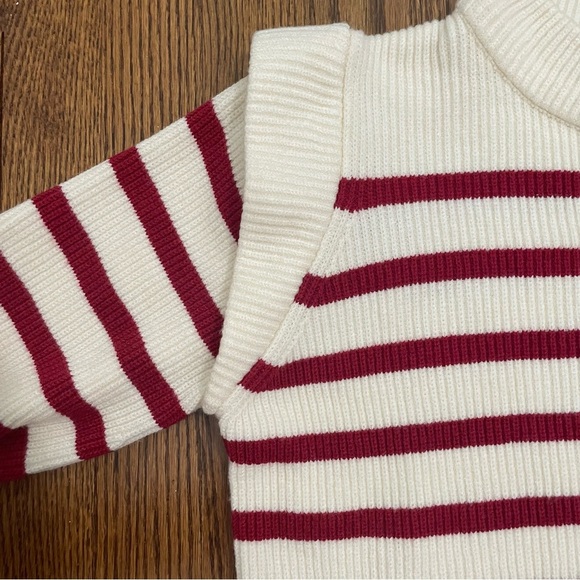 Pretty Garden Cream Colored Sweater Dark Red Stripes Size Small, NWT - Picture 4 of 9